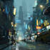 make a cyberpunk futuristic city art