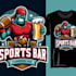 design high quality sports bar mascot logo with t shirt design