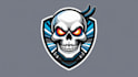 design skull head mascot logo with satisfaction guaranteed