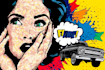 draw a retro pop art roy lichtenstein style