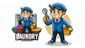 design awesome mascot laundry service logo only 15 hours