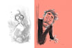 draw a cartoon character in a funny sketch