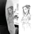 tattoo illustration anime style in lines