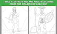illustrate kids and adults coloring pages for amazon KDP