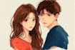 draw you anime couple art portrait