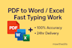 convert pdf to word and excel and do fast typing work