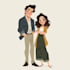 draw cartoon disney couple portrait