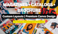 do brochure, booklet, magazine, product catalog design on canva