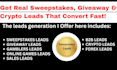 make fresh hits sweepstakes leads business sales leads giveaway and crypto leads