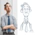 draw a cartoon character in a funny sketch
