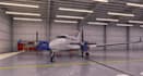 remodel aircraft hangar, airport layout rendering, site plan model, cgi aircraft
