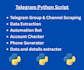 do python code for forex lead generation, data extractor, telegram scraper bot