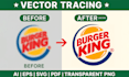 do  raster to vector, vectorize logo, redraw, clean vector