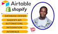 integrate airtable database with shopify and setup ecommerce store and list n8n