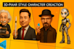 create a 3d pixar style character illustrations