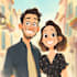 draw disney couple portrait illustration