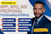 expertly edit and proofread rfp, rfq, proposal template, grant writing, tender