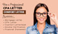 write urgent CPA letter comfort letter CPA verification letter