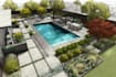 do modern landscape rendering, backyard, pool patio,