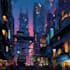 illustrate a cyberpunk futuristic city art