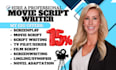 write screenplay movie script film script screenwriting script editing TV series