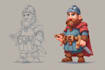 draw 2d card game character concept art illustration design