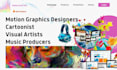 build motion graphic designers cartoonists visual artist music producers website