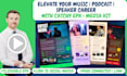 design music epk, speaker media kit with clickable buttons, one sheet, press kit