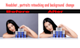 headshot , portraits retouching and background change