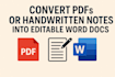 do pdf to word, pdf to excel, data entry, copy paste work