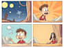draw a 4 panel cartoon comic strip