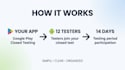 12 testers for google play closed testing for 14 days