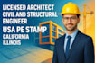 license architect civil and structural engineer usa pe stamp california illinois