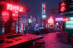 make cyberpunk city and background art illustration