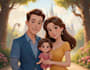 disney family couple cartoon portrait
