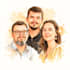 illustrate a romantic family couple portrait