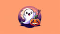 design cute ghost pumpkin halloween logo with creative concepts