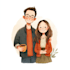 draw cute family and couple portrait illustrations