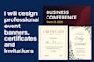 design business events banners seminars certificate invitations postcard design