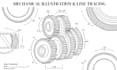 do mechanical drawing line tracing and mechanical illustration line drawing
