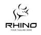 create modern rhino logo with satisfaction guaranteed