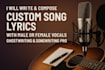 write compose custom song lyrics with male female vocal ghostwriting songwriting