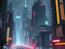 do cyberpunk futuristic city art