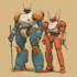 make cyberpunk sci fi robot, mecha character concept art