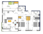 design 2d floor plan in microsoft visio for real estate or office