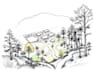 draw landscape sketch design, site plan, map illustration