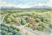 draw landscape sketch, colored site plan,map illustration