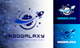 create modern space, astronaut, galaxy, planet logo design