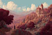 draw fantasy background and landscape