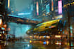 make a cyberpunk futuristic city art